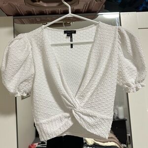 Dynamite Cropped Short Sleeve Shirt | White